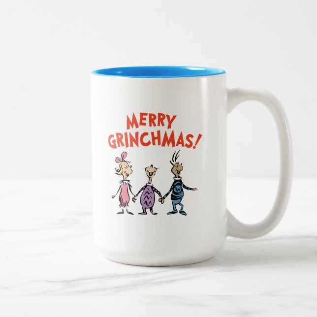 Wer hält Händchen Frohe Grinch Weihnachten Zweifarbige Tasse (Rechts)