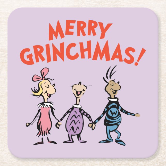 Wer Händchen hält, frohe Grinchmas Rechteckiger Pappuntersetzer (Vorderseite)