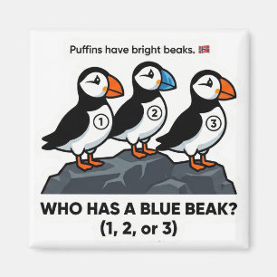 Wer hat einen blauen Schnabel? – Puffin-Lernmagnet Magnet