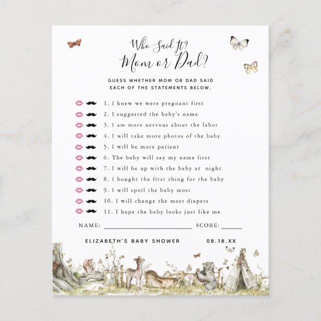 Wer hat es gesagt? | Baby Showspiel (Vorderseite)