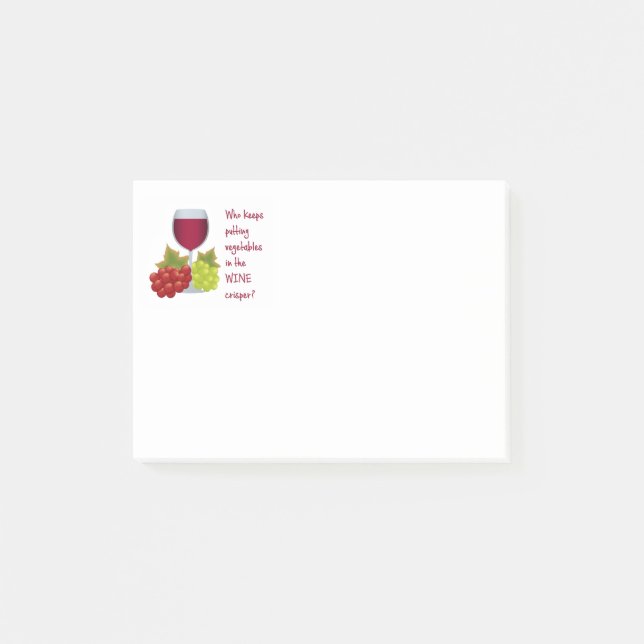 Wer hat Gemüse in die Weinknackerei gesteckt? Post-it Klebezettel (Vorderseite)