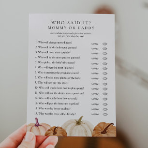 Wer hat gesagt, Mama oder Papa Pumpkin Game Card? Einladung