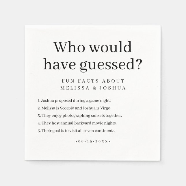 Wer hätte eine Hochzeit erraten? Serviette (Vorderseite)