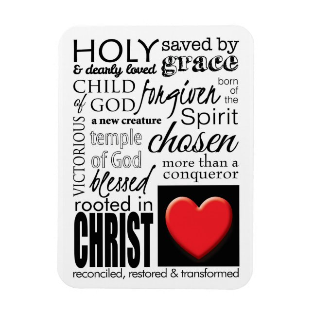 Wer ich bin in Christlicher Schrift Typografie Mag Magnet (Vertikal)