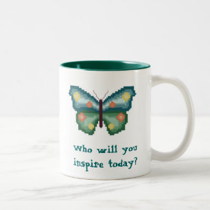 Wer inspirieren Sie heute? Schmetterlings-Tasse Zweifarbige Tasse