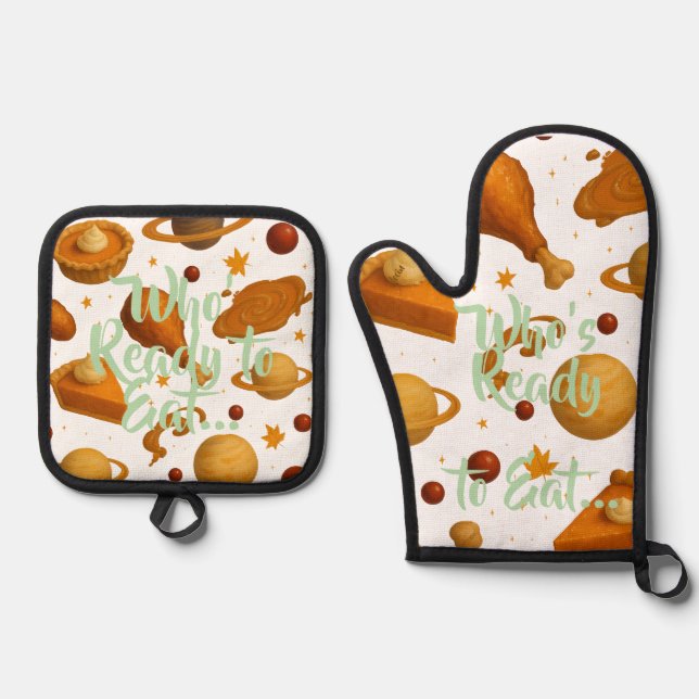Wer ist bereit Ofenhandschuh-Set Ofenhandschuh & Topflappen-Set (Vorderseite)