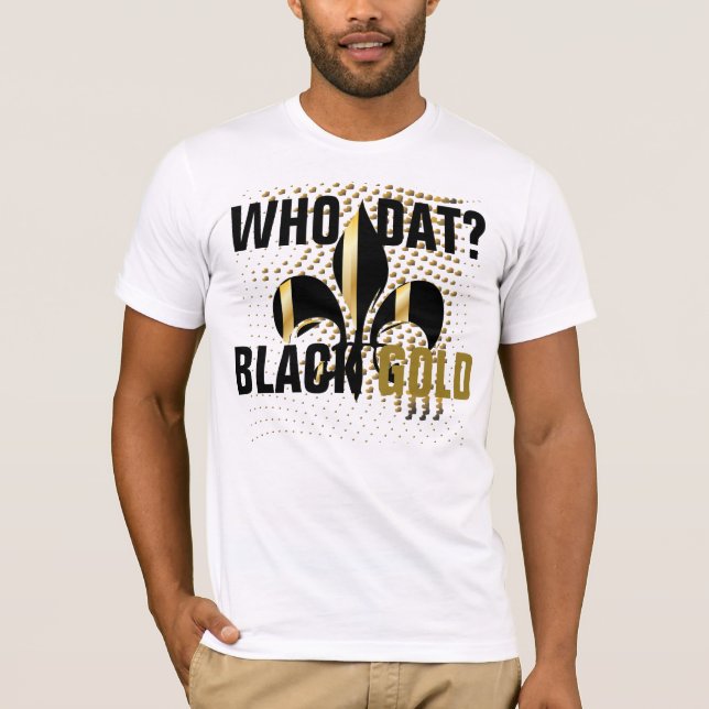Wer ist da? Schwarze Goldherzen/Lilie T-Shirt (Vorderseite)