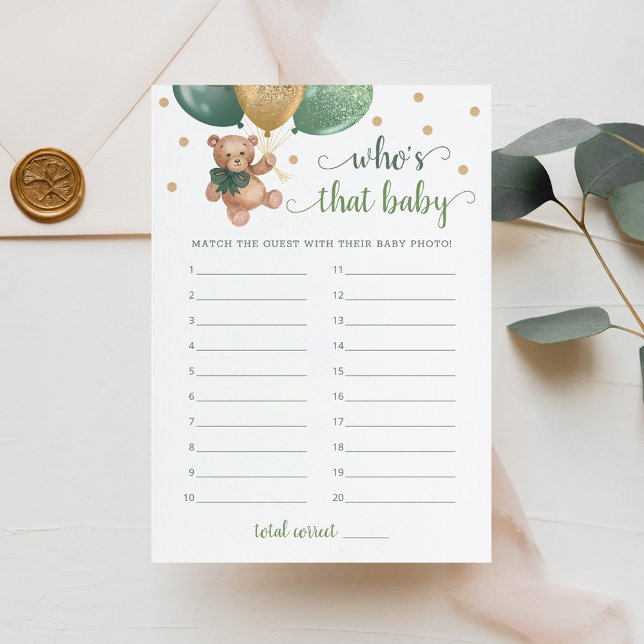 Wer ist das Baby Foto Baby Shower Teddy Bear Card Einladung (Von Creator hochgeladen)