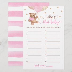 Wer ist das Baby Foto Spiel Baby Shower Teddy Bear