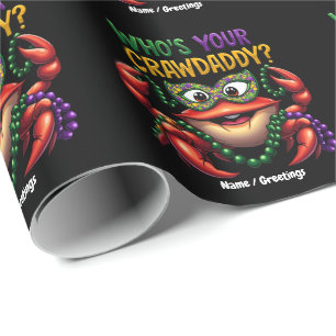 Wer ist dein Crawdaddy Crawfish lustiger Mardi Gra Geschenkpapier