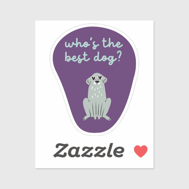 Wer ist die beste Hund niedliche Illustration lila Aufkleber (Blatt)