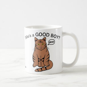 Wer ist ein BRAVER JUNGE? Braune Tabby-Katzen-Tass Kaffeetasse