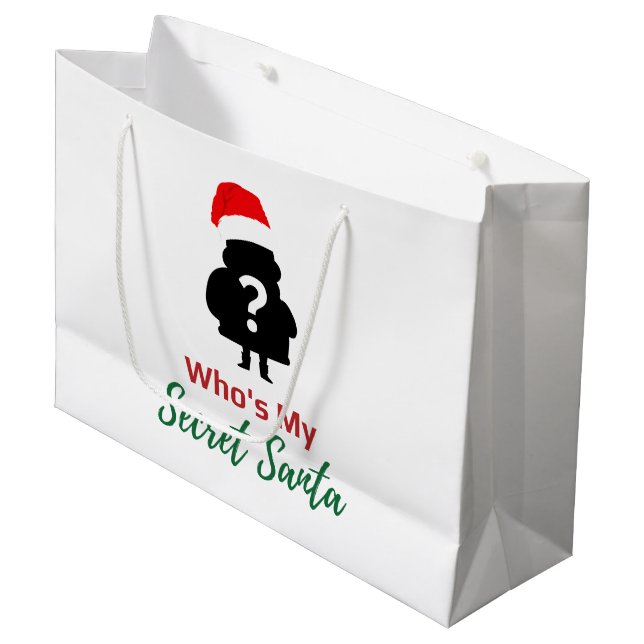 Wer ist mein geheimer Weihnachtsmann? Große Geschenktüte (Vorderseite Schrägansicht)