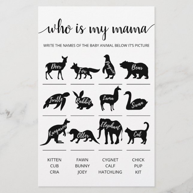 Wer ist mein Mama Game Baby Shooting Party Game (Vorderseite)