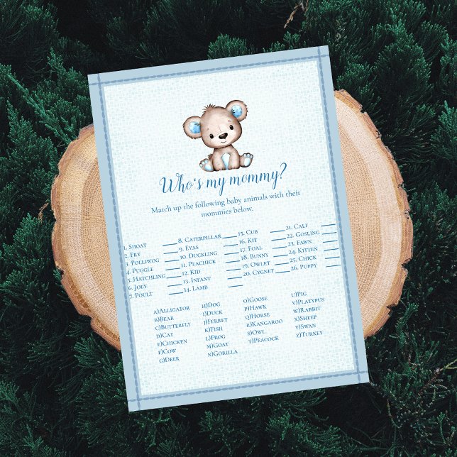 Wer ist meine Mama Niedlich Brown Bear Baby Card? Einladung (Von Creator hochgeladen)