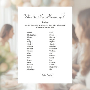 Wer ist meine Mami Baby Shower Spiel mit Antworten Briefbogen