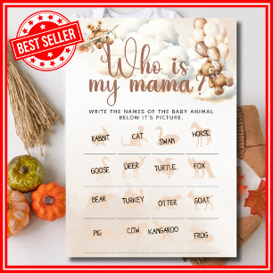WER IST MEINE MAMMY Baby Shower Spiel Süßer Bär Einladung