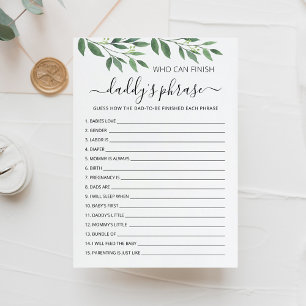 Wer kann Daddys Satz Baby Shower Card beenden? Einladung