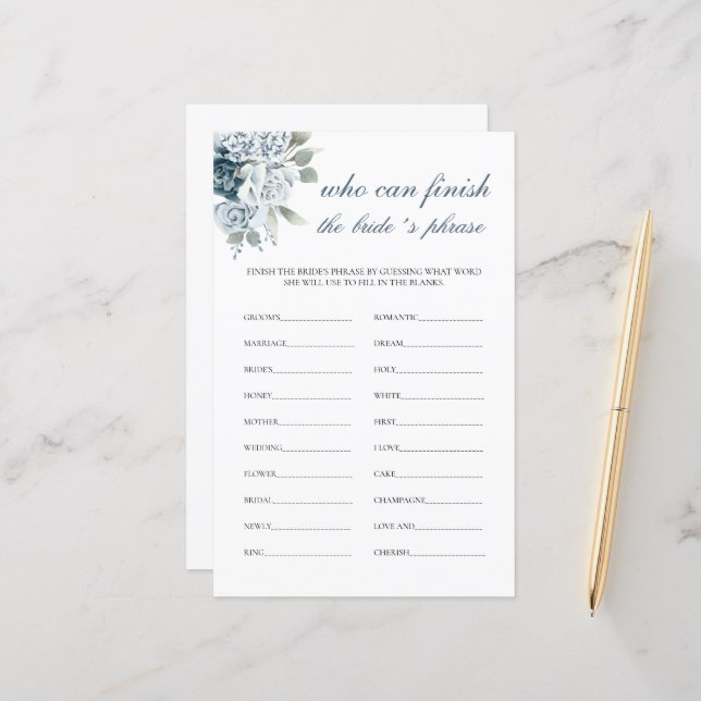 Wer kann das Phrase Bridal-Spiel der Braut beenden (Vorderseite/Rückseite Beispiel)