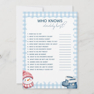 Wer kennt Daddy am besten Winter-Baby-Party-Spiel Einladung