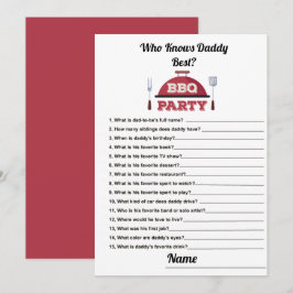 Wer kennt Daddy Best GRILLEN Baby Shower Game Card Einladung