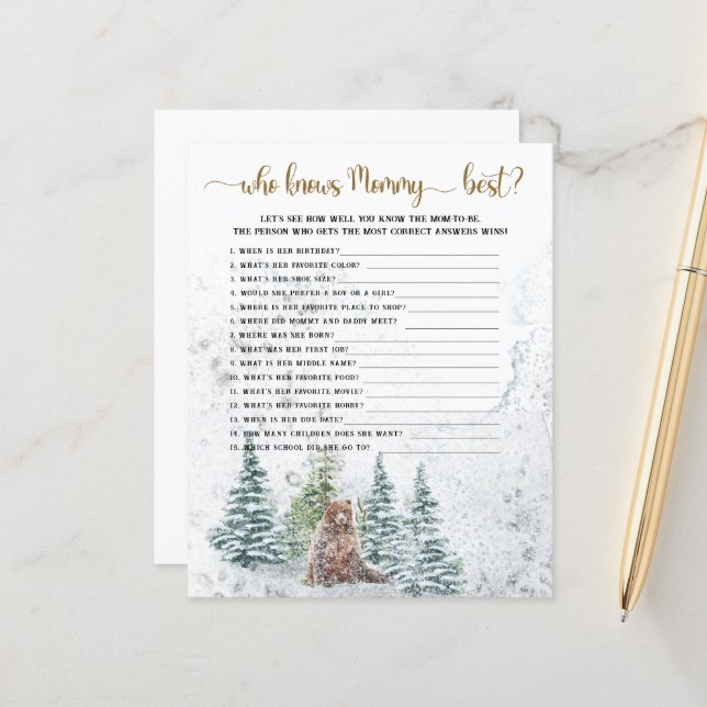 Wer kennt das beste Duschspiel der Mama? (Vorderseite/Rückseite Beispiel)