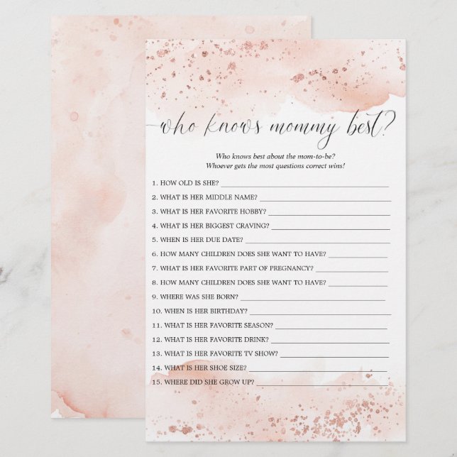 Wer kennt das beste Spiel Aquarell Rose Gold (Vorne/Hinten)