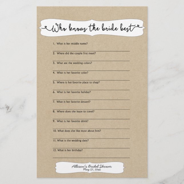 Wer kennt das Braut-beste Duschspiel, kraft 3966p Flyer (Vorne)