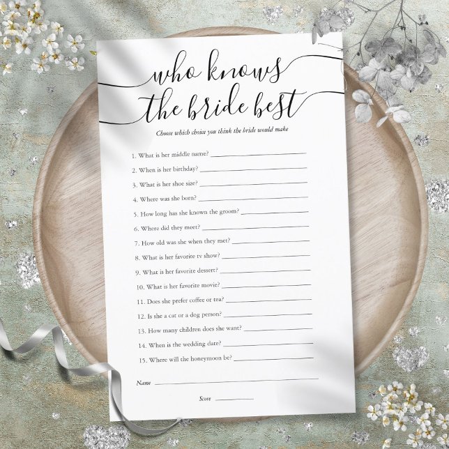 Wer kennt das Bride Best Brautparty Game? (Who Knows The Bride Best Bridal Shower Game)