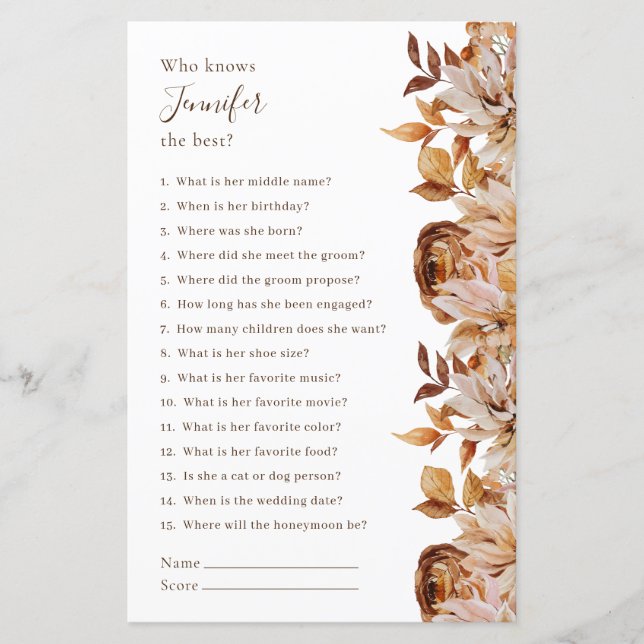 Wer kennt das Bride Best Bridal Game? (Vorderseite)