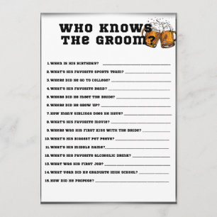 Wer kennt das Groom, Bachelor Party Game? Einladung