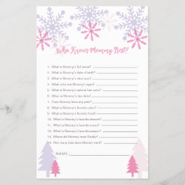 Wer kennt das Mama Best Snowflake Baby Shower Game Flyer