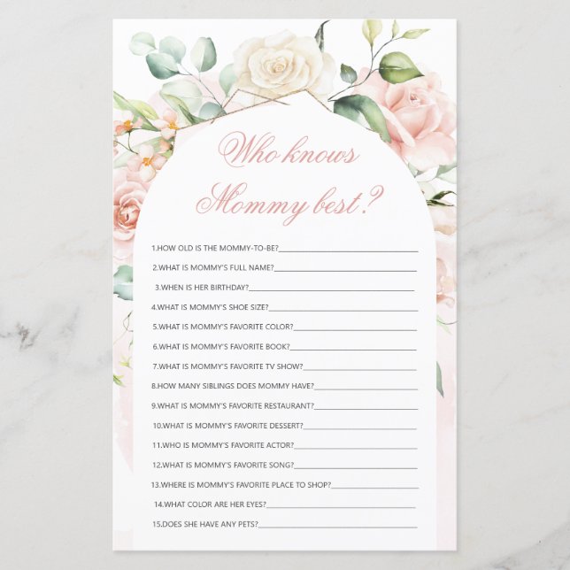Wer kennt das Mommy best Blush Baby Shower Game? (Vorderseite)