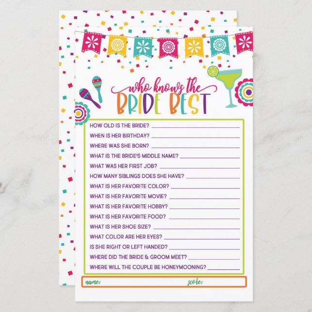 Wer kennt die Braut am besten - Fiesta WH (Vorne/Hinten)