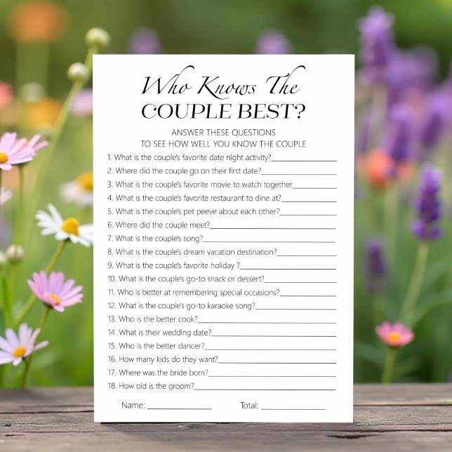 Wer kennt die Couple Best Brautparty Game Card? Einladung (Von Creator hochgeladen)
