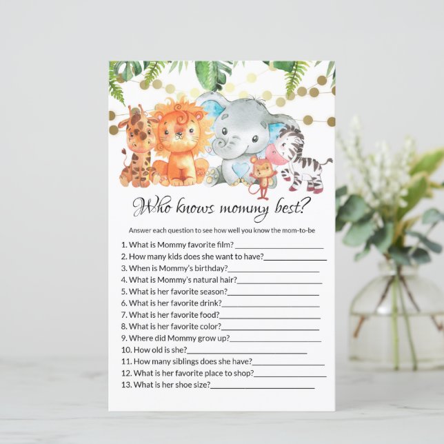 Wer kennt die Mama Best Baby Shower Games? (Stehend Vorderseite)