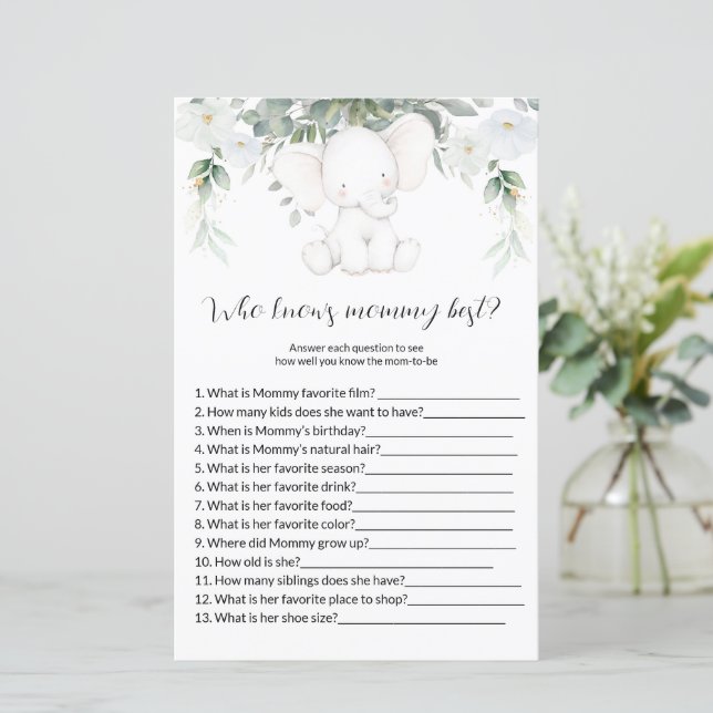 Wer kennt die Mama Best Baby Shower Games? (Stehend Vorderseite)