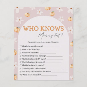 Wer kennt die Mama Best Fall Baby Shower Game Card