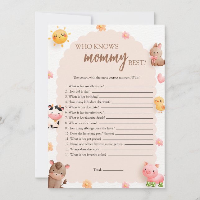 Wer kennt die Mama Best Game Card? Einladung (Vorderseite)