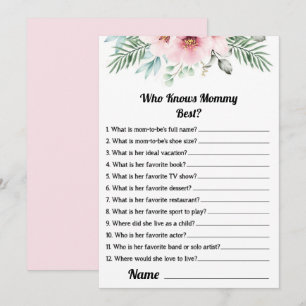 Wer kennt die Mommy Best Pink Baby Shower Game Car Einladung