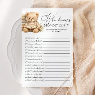Wer kennt Mama am besten Bär Baby Shower Spiel