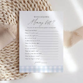 Wer kennt Mommy Best Gingham Boy Baby Shower Game? Einladung