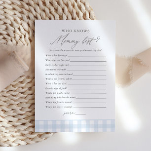 Wer kennt Mommy Best Gingham Boy Baby Shower Game? Einladung
