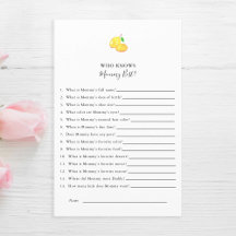 Wer kennt Mommy Best Lemon Baby Shower Game?