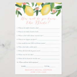 Wer kennt unsere Braut die beste Dusche Quiz Game  Flyer