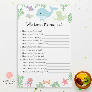 Wer Mama am besten unter Sea Baby Shower Game kenn