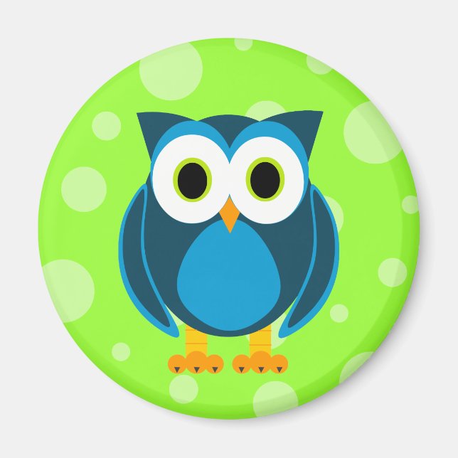 Wer? Owl Cartoon Magnet (Vorne)