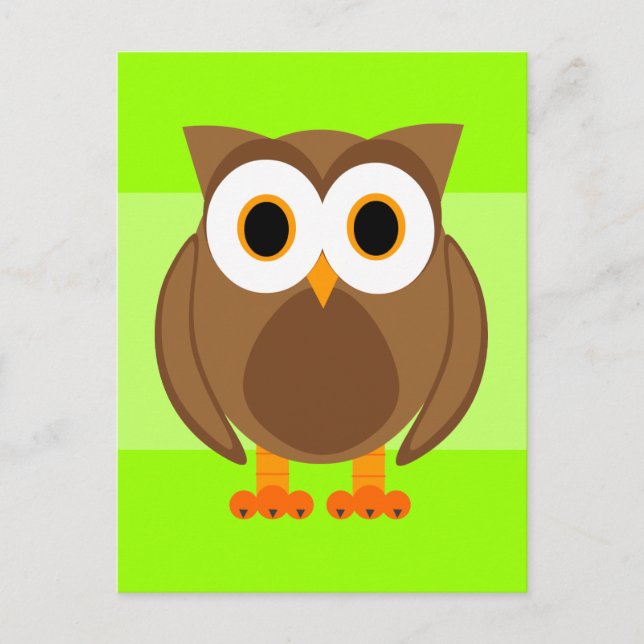 Wer? Owl Cartoon Postkarte (Vorderseite)