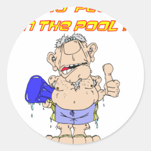 Wer PEED im Pool ? Runder Aufkleber