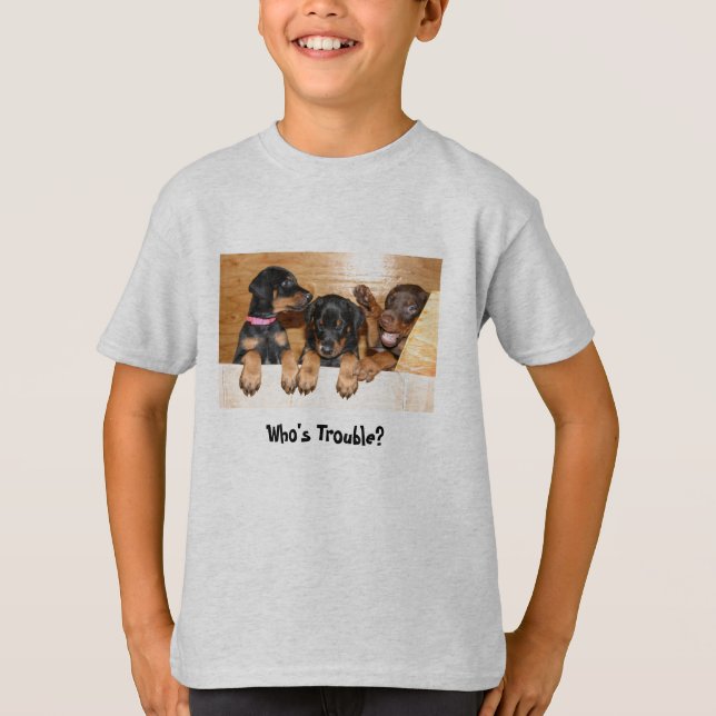 Wer Problem-Dobermann-Welpen-T - Shirt ist (Vorderseite)